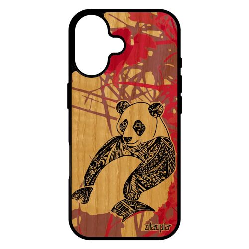 Coque Silicone Panda Pour Iphone 17 En Vrai Bois Et Bebe Rose Azteque Nature Noir Ethnique Tpu Mobile Dessin De Protection Jolie