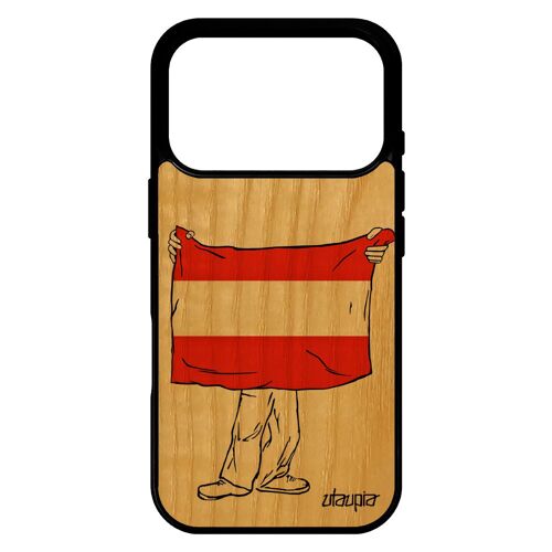 Coque en bois pour iPhone 17 pro silicone drapeau autriche autrichien gel basket coupe d'europe telephone foot Euro