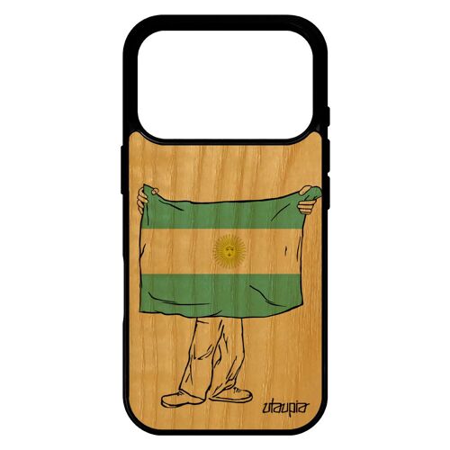 Coque bois drapeau argentine argentin pour iPhone 17 pro silicone 4G caoutchouc portable Copa america dessin noir