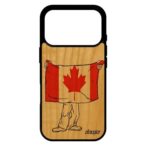 Coque silicone pour iPhone 17 pro en bois drapeau canada canadien smartphone coupe du monde portable telephone