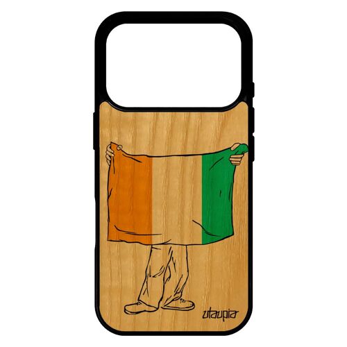 Coque bois pour iPhone 17 pro silicone drapeau cote d'ivoire ivoirien telephone football foot 4G jo basket etui CAN