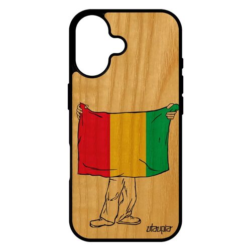 Coque bois pour iPhone 17 silicone drapeau guinee guineen jo case TPU foot portable smartphone CAN telephone