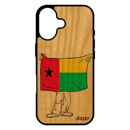 Coque Bois Veritable Pour Iphone 17 Silicone Drapeau Guinee Bissau Guineen Portable Jo Football Unique Smartphone