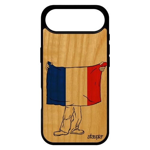 Coque Drapeau France Fran¿Ais Pour Iphone 17 Air En Bois Silicone Housse Tricolore Jo Bleu Blanc Rouge Foot Euro De