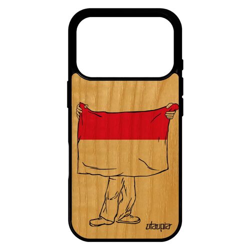 Coque pour iPhone 17 pro bois silicone drapeau monaco monegasque bumper basket fr¿ne housse football foot personnalis¿ antichoc de