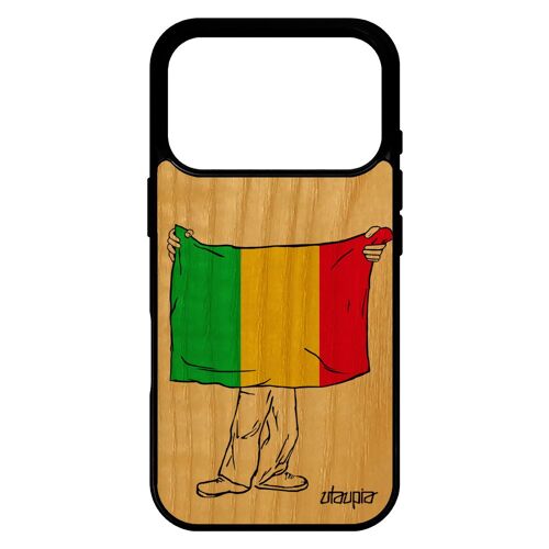 Coque pour iPhone 17 pro en bois silicone drapeau mali malien CAN jo smartphone basket coupe du monde housse dessin