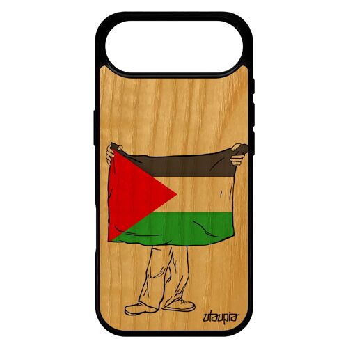 Coque Bois Pour Iphone 17 Air Silicone Drapeau Palestine Palestinien Tpu Portable Bumper Coupe Du Monde Case