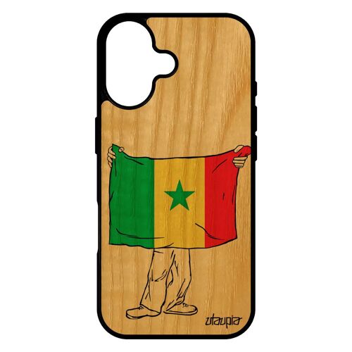 Coque Pour Iphone 17 Bois Silicone Drapeau Senegal Senegalais Coupe D'afrique Bumper Antichoc Mobile Coupe Du Monde