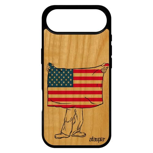 Coque Bois Pour Iphone 17 Air Silicone Drapeau Etats Unis Usa Americain Foot Noir Gel Nfl Nba Jo Personnalis¿ De Protection Basket