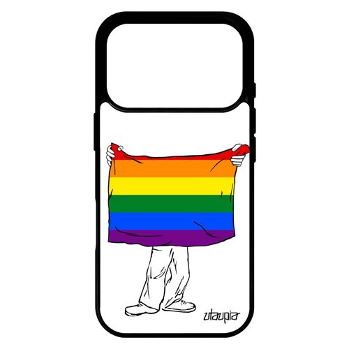 Coque pour iPhone 17 pro silicone drapeau gay pride LGBT marche des fiert¿s housse etui mobile parade pas cher arc en ciel