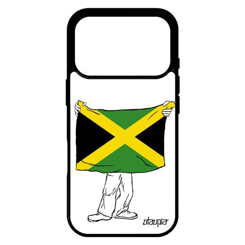 Coque silicone pour iPhone 17 pro drapeau jamaique jamaicain reagge coupe du monde foot football noir rasta portable made in France