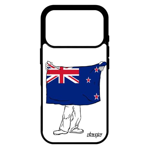 Coque pour iPhone 17 pro silicone drapeau nouvelle zelande neo zelandais foot jo dessin basket football noir etui