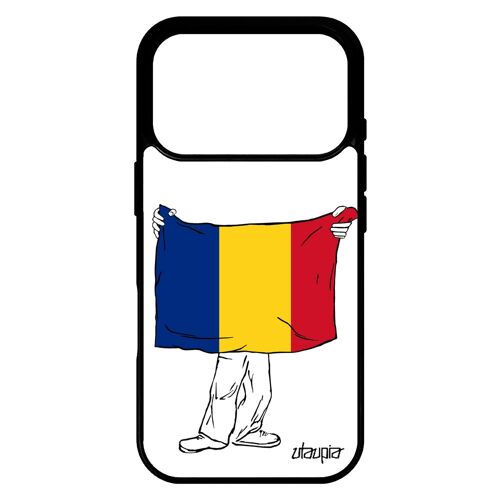 Coque silicone drapeau roumanie roumain pour iPhone 17 pro bumper coupe d'europe foot Euro coupe du monde rigide antichoc etui jo