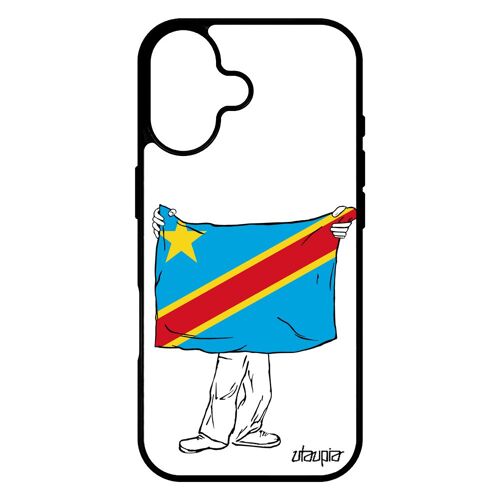 Coque Silicone Pour Iphone 17 Drapeau Rdc Congo Kinshasa Congolais Can Coupe D'afrique Jo Foot Coupe Du Monde Etui Basket Bumper De