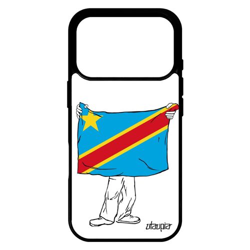Coque pour iPhone 17 pro silicone drapeau rdc congo kinshasa congolais foot football Coupe d'afrique noir coupe du monde CAN