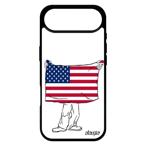 Coque Drapeau Etats Unis Usa Americain Pour Iphone 17 Air Silicone Basket Solide Bumper Football Mobile Noir