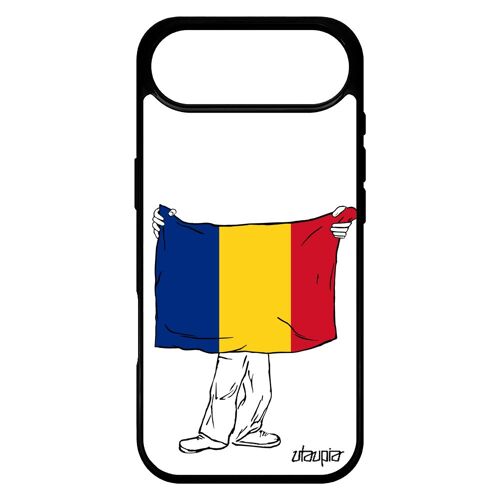 Coque Pour Iphone 17 Air Silicone Drapeau Roumanie Roumain Euro Coupe Du Monde Noir Coupe D'europe Unique Foot Football Gel De
