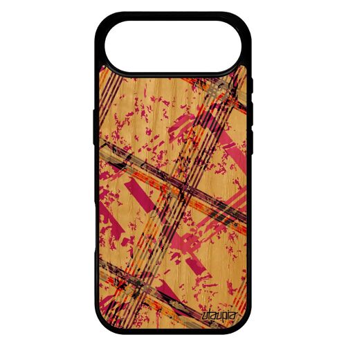 Coque Bois Carreau Tartan Pour Iphone 17 Air Silicone Motif Design Rose Color¿ Case Portable Ecossais Texture Solide Artisanat De