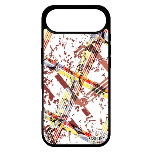 Coque Carreau Tartan Pour Iphone 17 Air Silicone Telephone Mobile Souple Design Aluminium Effet Original Marron Fond Housse Jolie