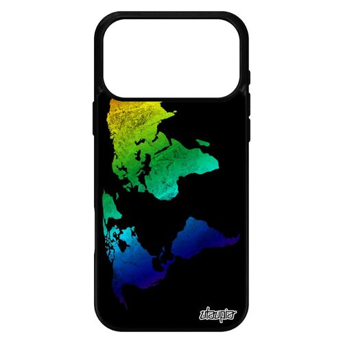 Coque pour iPhone 17 pro max silicone Carte monde mobile souple pays orange case terre motif texture design 512 Go original unique