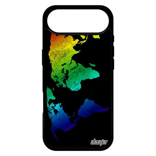 Coque Silicone Carte Monde Pour Iphone 17 Air Atlas Terre Pays Motif Original Antichoc Planete Texture 4g Case Globe Made In France