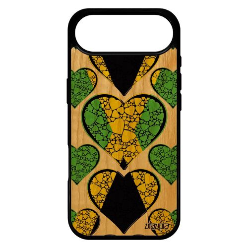 Coque Pour Iphone 17 Air Bois Silicone Drapeau Jamaique Jamaicain Ragga Case Smartphone Foot Jo Basket Portable Coeur I Love