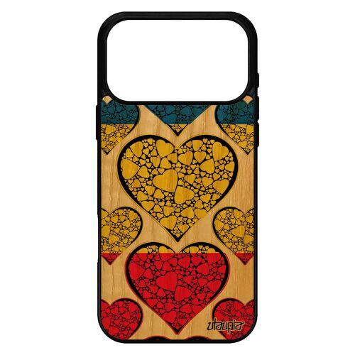 Coque en bois pour iPhone 17 pro max silicone drapeau roumanie roumain foot portable original coupe du monde football basket 4G jo