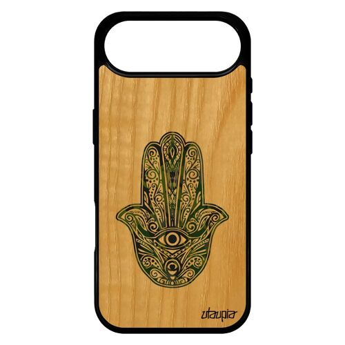 Coque Silicone Pour Iphone 17 Air Bois Main De Fatma De Protection Cover Cadeau Aid Al-Kab¿R Fatima Rigide Magreb Khamsa Etui ¿Il
