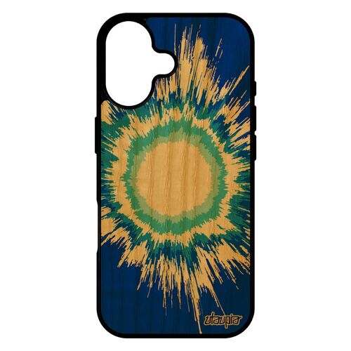 Coque Pour Iphone 17 Bois Silicone Explosion Galaxie Univers Motif Bleu Cadeau Unique Effet Fr¿Ne Design Portable Antichoc Soleil