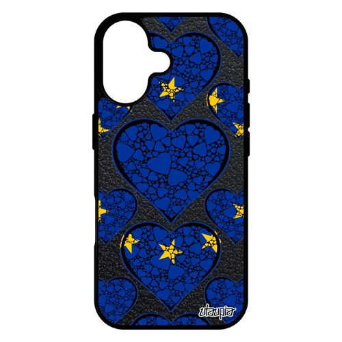 Coque silicone pour iPhone 17 drapeau europeen europe ue telephone motif coeur de protection union europeenne I love personnalis¿