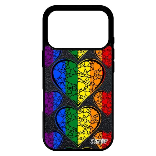 Coque drapeau gay pride pour iPhone 17 pro silicone 512 Go souple de protection arc en ciel gaypride LGBT I love lesbien coeur