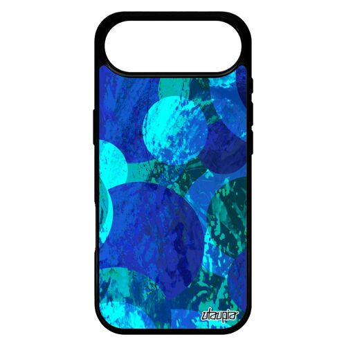 Coque Peinture Abstrait Pour Iphone 17 Air En Silicone Art Metal Unique Geometrique Case Motif Bleu Telephone Original Ronds Housse