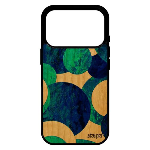 Coque pour iPhone 17 pro bois silicone peinture abstrait artistique effet design fond geometrie 4G cadeau antichoc made in France