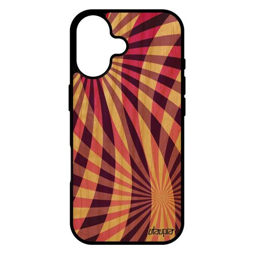 Coque illusion d'optique pour iPhone 17 bois silicone design unique jolie caoutchouc smartphone effet portable geometrique spirale