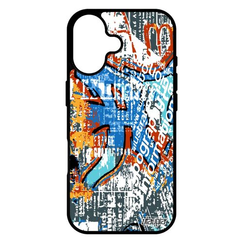 Coque pour iPhone 17 silicone street art motif case jolie personnalis¿ gel graffiti noir fond orange peinture tag 512 Go effet