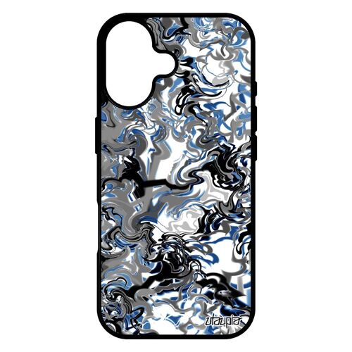 Coque pour iPhone 17 silicone marbre noir forme peinture color¿ personnalis¿ case fantaisie bleu motif texture bumper original de