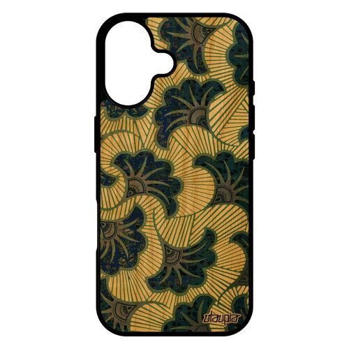 Coque Pour Iphone 17 En Bois Silicone Wax Smartphone Gris Motif Afrique Tissu Fantaisie Color¿ Bumper Africain Telephone Antichoc