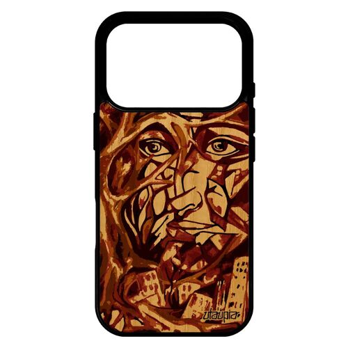 Coque pour iPhone 17 pro bois silicone portrait street art jolie 4G visage arbre femme abstrait cover peinture huile marron de