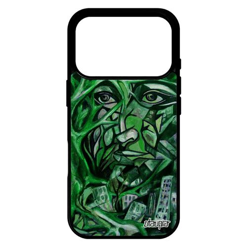 Coque pour iPhone 17 pro en silicone portrait street art case artisanat cover cadeau immeubles peinture huile 256 Go abstrait