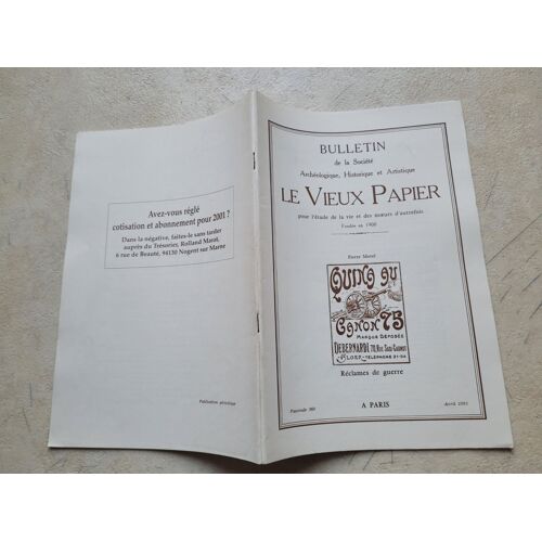 Bulletin De La Société Archéologique, Historique Et Artistique Le Vieux Papier, Fascicule N° 360 : Réclames De Guerre.