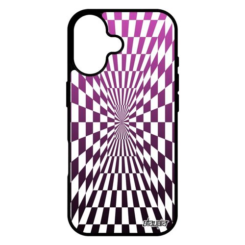 Coque pour iPhone 17 silicone illusion d'optique antichoc carre rose graphique geometrique effet Dégradé de protection magique