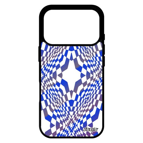 Coque pour iPhone 17 pro silicone illusion d'optique effet portable bleu 4G pas cher graphique bicolore mirage telephone noir