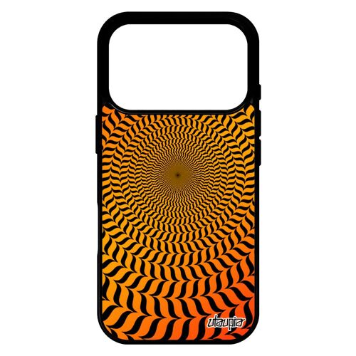 Coque silicone pour iPhone 17 pro illusion d'optique magie graphique antichoc orange spirale case cercle bumper telephone effet de