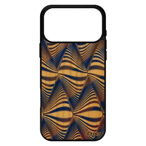 Coque illusion d'optique pour iPhone 17 pro max bois silicone case effet bleu design motif triangle losange bicolore housse vague