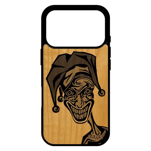 Coque pour iPhone 17 pro en bois silicone Joker 1000 Go bande dessin¿e design rigide telephone etui horreur comics super heros