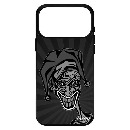 Coque pour iPhone 17 pro max en silicone Joker comics drole motif noir de protection mobile dessin gris horreur bd telephone clown