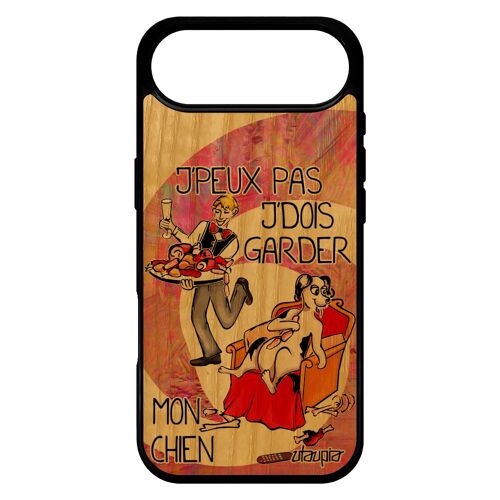 Coque J'peux Pas J'dois Garder Mon Chien Pour Iphone 17 Air Bois Silicone Humour 512 Go Cartoon Chiot Animaux Housse Humoristique
