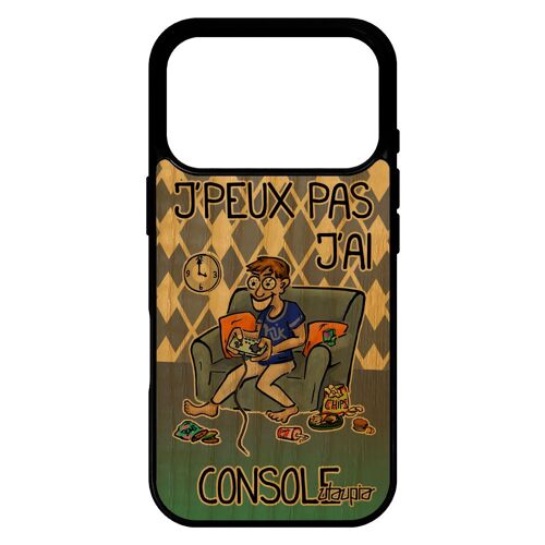 Coque bois naturel j'peux pas j'ai console pour iPhone 17 pro silicone mobile gel bande dessin¿e portable play bleu jpeux fr¿ne je
