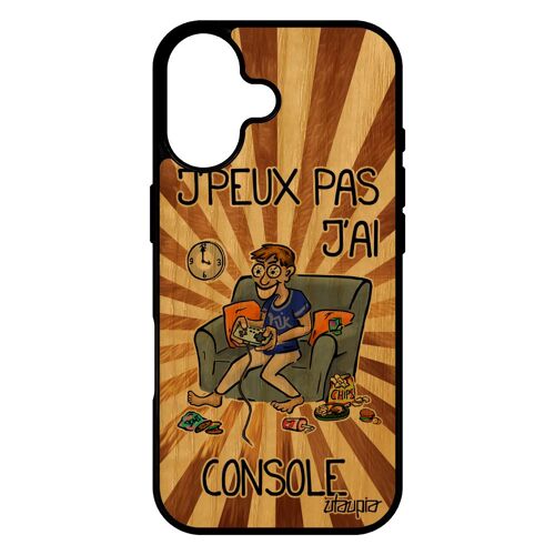 Coque Bois J'peux Pas J'ai Console Pour Iphone 17 Silicone Gel Telephone 4g Marron Dessin Gamer Play Drole Geek Jeux Video Original