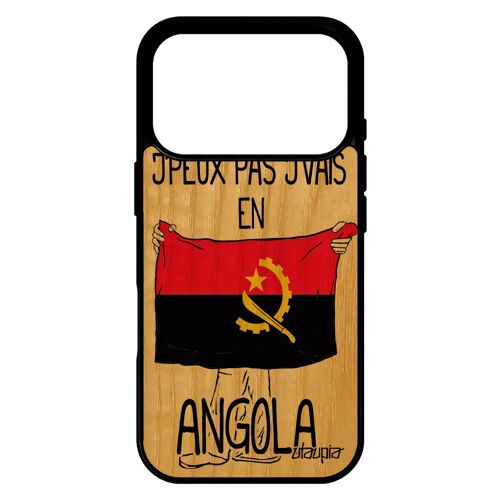 Coque antichoc pour iPhone 17 pro bois silicone j'peux pas j'vais en angola case coupe du monde CAN foot dessin jo